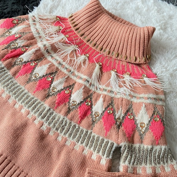 TWINSET Pullover Sweater With Embroidery and Pink Feathers Size XS New - Picture 6 of 16